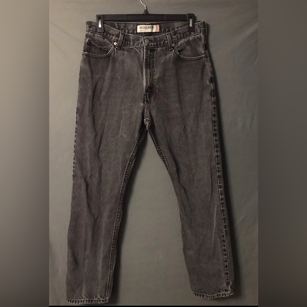 VTG Levis 505 Jeans Men's 36x34 Black Denim Regular Fit Straight Y2K